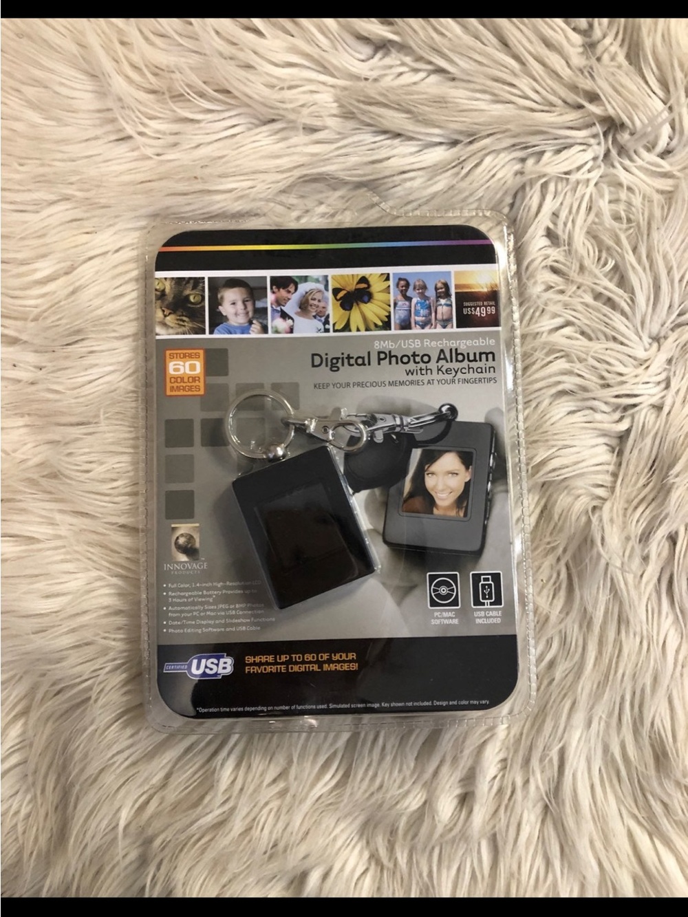 mini Digital Photo Album Keychain - Black